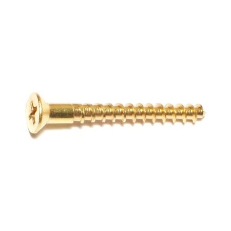 Midwest Fastener Wood Screw, #8, 1-1/2 in, Plain Brass Flat Head Phillips Drive, 20 PK 62817